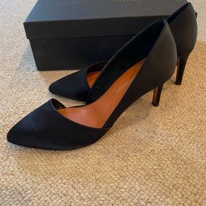 Rebecca Minkhoff black satin pumps